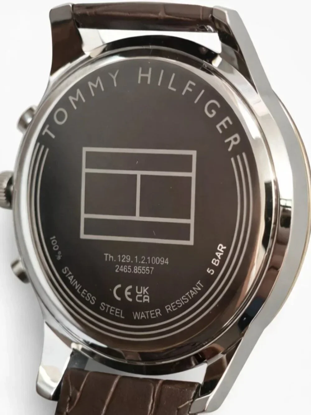 Tommy Hilfiger Men’s Multifunction Watch Silver Dial Brown Leather New-Open Box